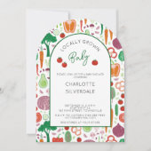 農家市場地元で育った赤ちゃんシャワーアーチ 招待状 (正面)