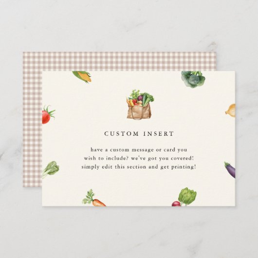 農家市場地元で育った赤ちゃんシャワーカスタム エンクロージャーカード (正面/裏面)