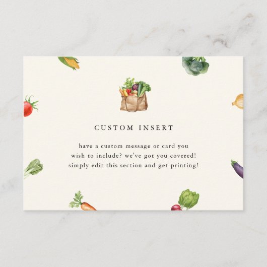 農家市場地元で育った赤ちゃんシャワーカスタム エンクロージャーカード (正面)