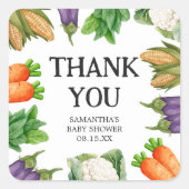 農家市場地元で育った赤ちゃんシャワー広場 スクエアシール (正面)