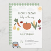 農家市場地元で育った赤ちゃんシャワー招待状 招待状 (正面/裏面)