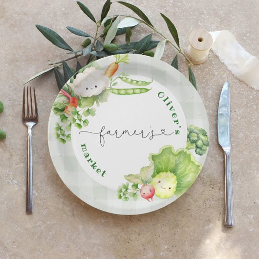 農家市場子供の誕生日パーティー ペーパープレート