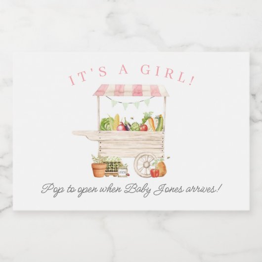 農家市場野菜スタンド赤ちゃんシャワー スパークリングワインラベル (シングルラベル)