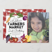 農家市場野菜フルーツ誕生日写真 招待状 (正面/裏面)