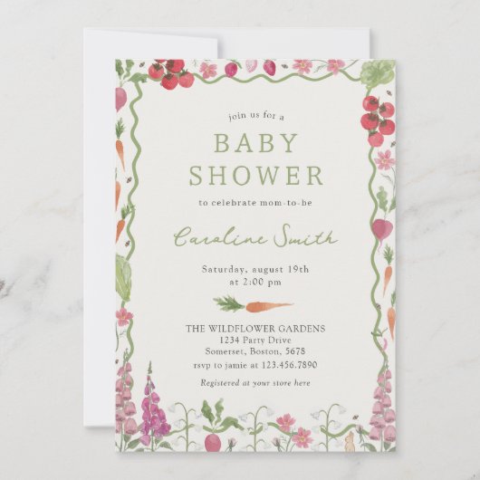 農家市場野菜フルーツ赤ちゃんシャワー 招待状 (正面)