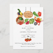 農家市場 |ガーデン赤ちゃんシャワー 招待状 (正面/裏面)