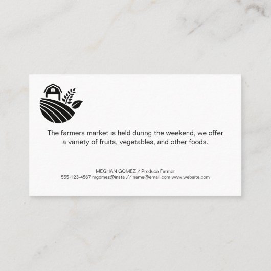 農家市場 | 木製板 名刺 (裏面)