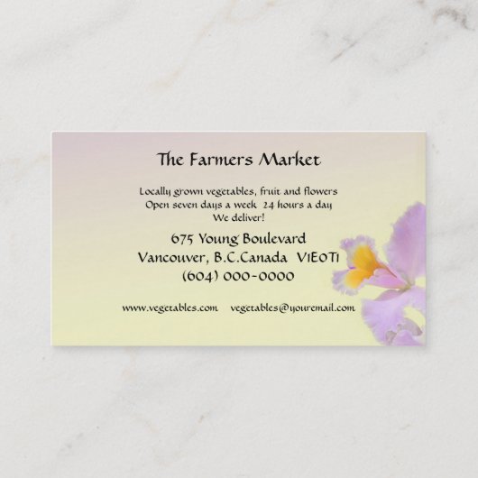 農家市場(A) 名刺 (裏面)