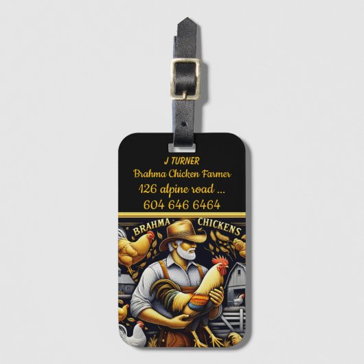 農家気にズfor Brahma Chickens at Dusk ラゲッジタグ (正面縦)