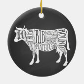 農家牛の肉肉切りアートスモールホルダー セラミックオーナメント (裏面)