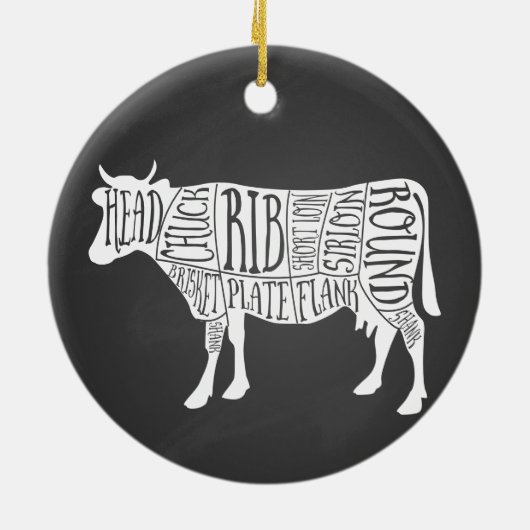 農家牛の肉肉切りアートスモールホルダー セラミックオーナメント (裏面)