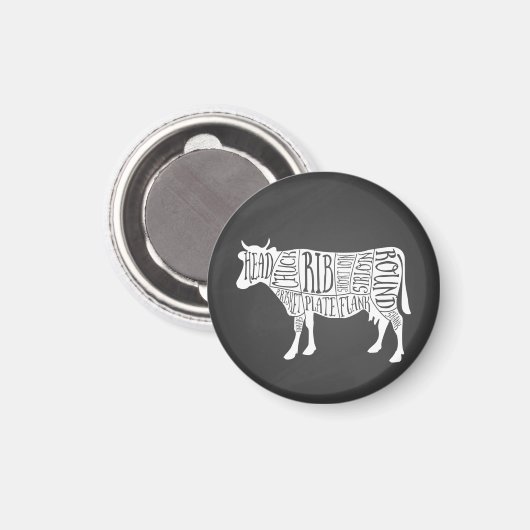 農家牛の肉肉切りアートスモールホルダー マグネット (正面/裏面)