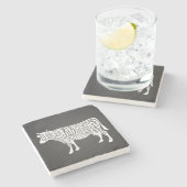 農家牛肉肉肉肉切りアート小型ホルダー ストーンコースター (横)