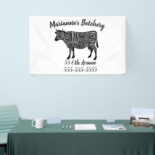 農家牛肉肉肉肉切りアート小型ホルダー 横断幕 (トレードショー)