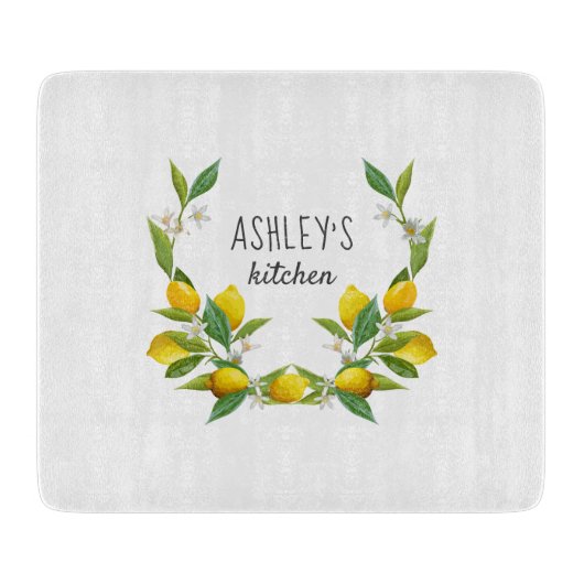 農家用水彩レモンパーソナライズされた カッティングボード (正面)