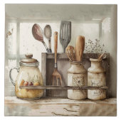 農家用素朴器具キッチンセラミックタイル タイル (正面)