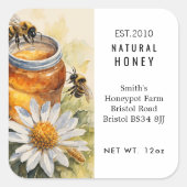 農家直営店の蜂蜜瓶ラベル 小規模事業 スクエアシール (正面)