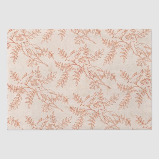 農家素朴の鳥の動物相ヴィンテージの切り離し 薄葉紙 (正面)