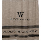 農家素朴クリスマスチキングストライプシャワー シャワーカーテン (正面)