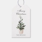 農家素朴クリスマスポッテッドツリー ギフトタグ (正面)