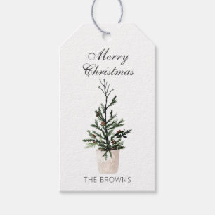 農家素朴クリスマスポッテッドツリー ギフトタグ