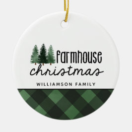 農家素朴クリスマスレッドプレイド写真セラミ セラミックオーナメント