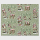 農家素朴スタイルセージ緑の雪の木 ラッピングペーパー (フラット)