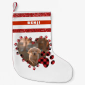 農家素朴バッファロープレイドドッグキャットペットファミリー スモールクリスマスストッキング (正面)