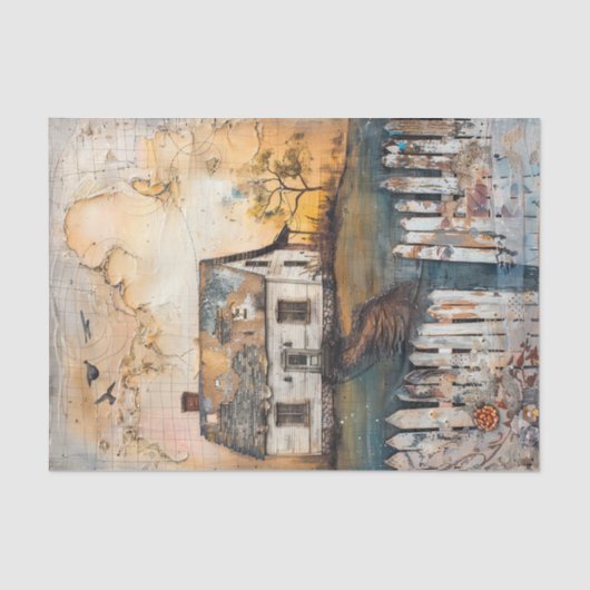 農家素朴ミックスメディアアートデコップページ 薄葉紙 (正面)