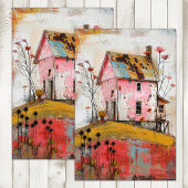 農家素朴ミックスメディアアートデコップページ 薄葉紙