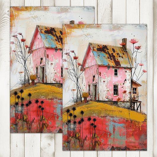 農家素朴ミックスメディアアートデコップページ 薄葉紙