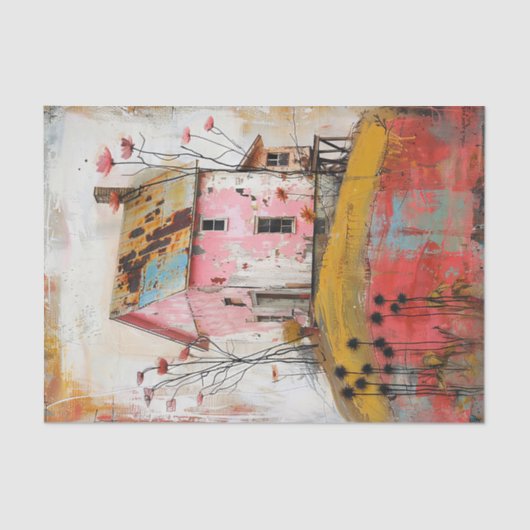 農家素朴ミックスメディアアートデコップページ 薄葉紙 (正面)