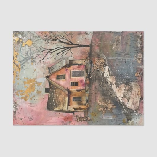 農家素朴ミックスメディアアートデコップページ 薄葉紙 (正面)