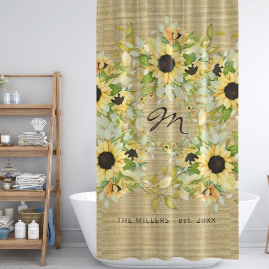 農家素朴モノグラムのの田舎風 シャワーカーテン