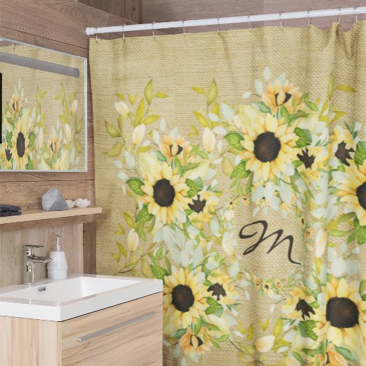 農家素朴モノグラムのの田舎風 シャワーカーテン