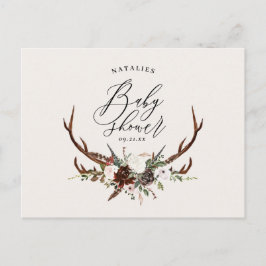 農家素朴植物台本スタッグベビーシャワー 案内ポストカード