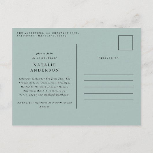 農家素朴植物台本スタッグベビーシャワー 案内ポストカード (裏面)