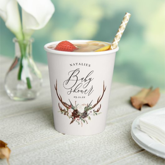 農家素朴植物台本スタッグベビーシャワー 紙コップ (インサイチュ)