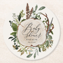 農家素朴畜舎植物性ベビーシャワーシック ラウンドペーパーコースター