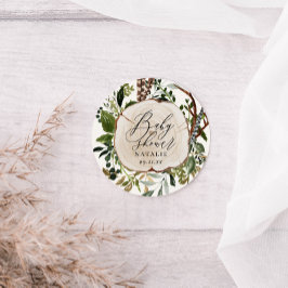 農家素朴畜舎植物赤ちゃんシャワー ラウンドシール