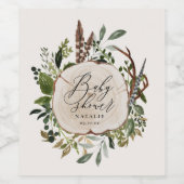 農家素朴畜舎植物赤ちゃんシャワー ワインラベル (シングルラベル)