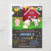 農家誕生日招待ファーム動物パーティー招待状 招待状 (正面)