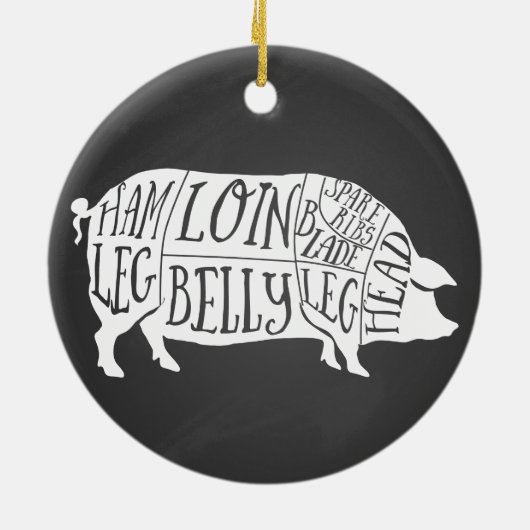 農家豚の肉肉肉切りアート小ホルダー セラミックオーナメント (裏面)