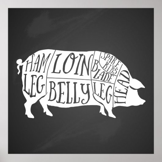 農家豚の肉肉肉切りアート小ホルダー ポスター (正面)