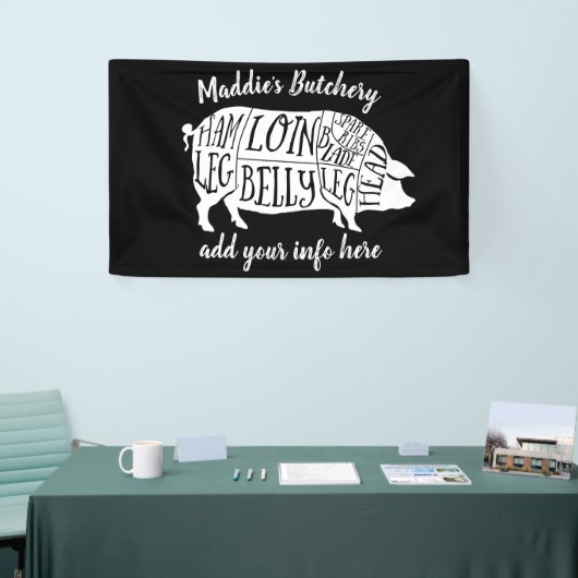 農家豚の肉肉肉切りアート小ホルダー 横断幕 (トレードショー)