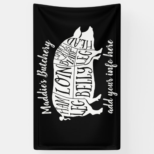 農家豚の肉肉肉切りアート小ホルダー 横断幕 (縦)