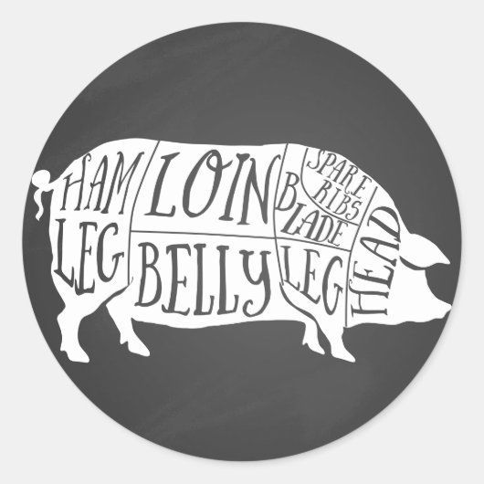 農家豚肉肉切り肉は小さなホルダー ラウンドシール (正面)