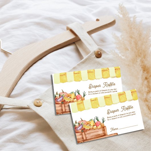 農家野菜フルーツオムツラッフルベビーシャワー エンクロージャーカード