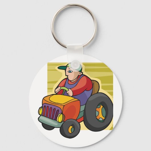 農家駆動トラクタファーム車両 キーホルダー (正面)