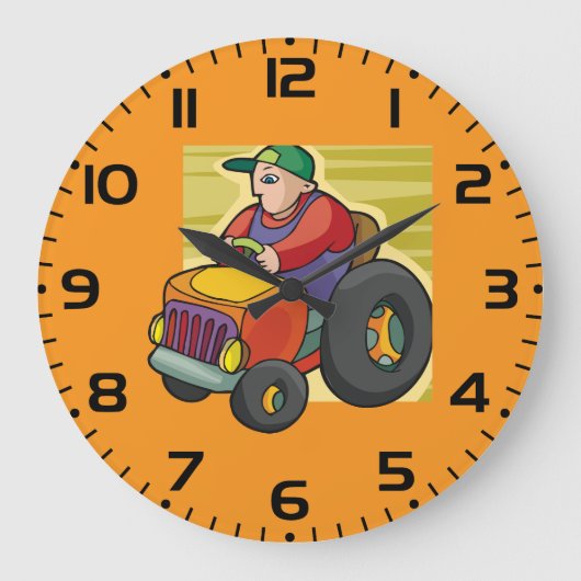 農家駆動トラクタファーム車両 ラージ壁時計 (正面)